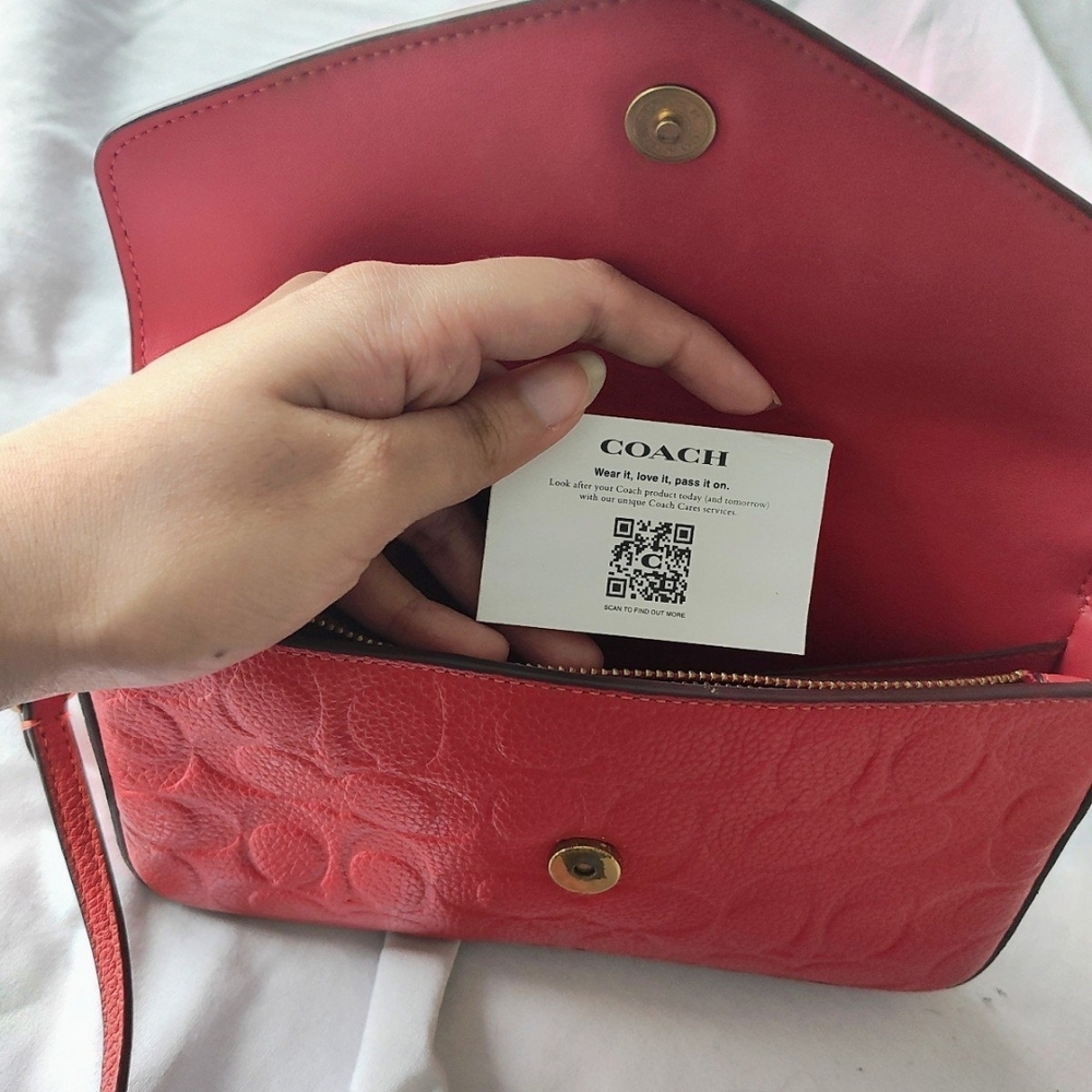 Coach Red Signature Leather Crossbody Bag - Picture 5 of 5